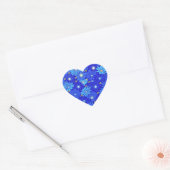  blauw Daisy-patroon Hart Sticker (Envelop)