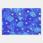 blauw Daisy-patroon Inpakpapier Vel (Voorkant 2)