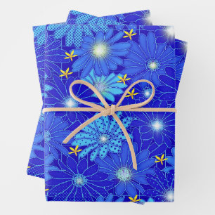  blauw Daisy-patroon Inpakpapier Vel