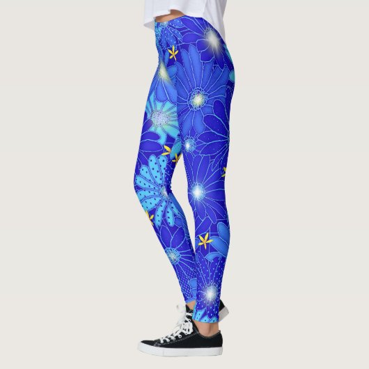  blauw Daisy-patroon Leggings (Links)