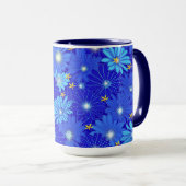 blauw Daisy-patroon Mok (Voorkant rechts)