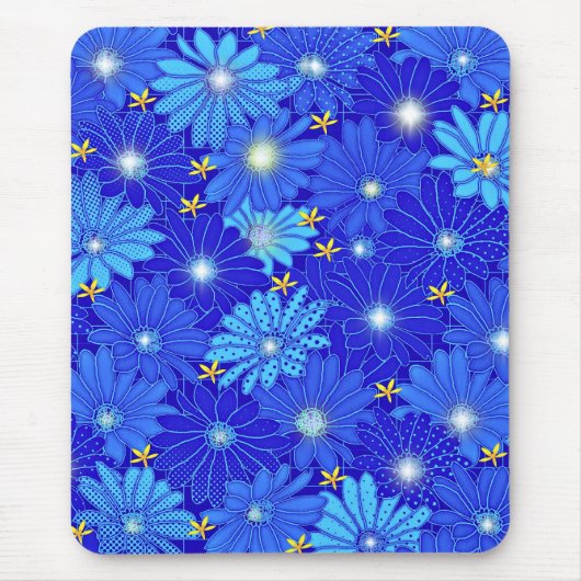 blauw Daisy-patroon Muismat (Voorkant)