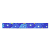 blauw Daisy-patroon Satijnen Lint (Voorkant)