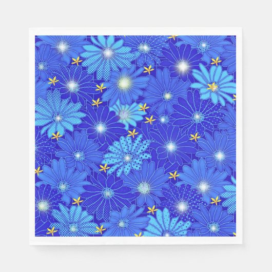  blauw Daisy-patroon Servet (Voorkant)