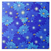  blauw Daisy-patroon Tegeltje (Voorkant)