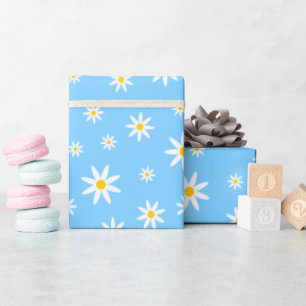 Blauw Daisy Wrapping Paper Cadeaupapier
