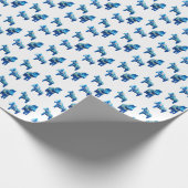 Blauw Dala Horse Wrapping Paper Cadeaupapier (Hoek)