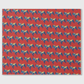 Blauw Dala Horse Wrapping Paper Cadeaupapier (Vlak)