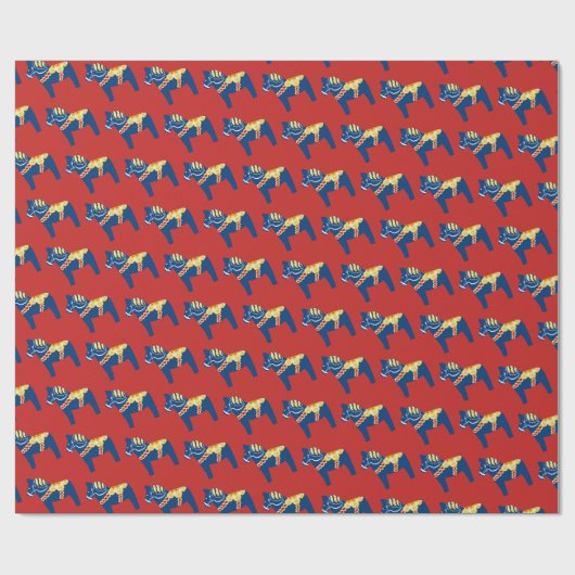 Blauw Dala Horse Wrapping Paper Cadeaupapier (Vlak)