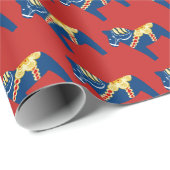 Blauw Dala Horse Wrapping Paper Cadeaupapier (Rol Hoek)