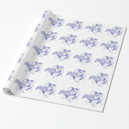Blauw Dala Horse Wrapping Paper Cadeaupapier