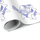Blauw Dala Horse Wrapping Paper Cadeaupapier (Rol Hoek)