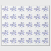 Blauw Dala-paard Inpakpapier (Vlak)