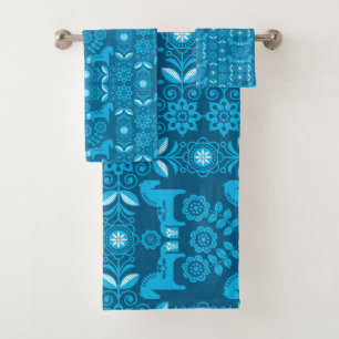 Blauw Dala Zweeds Paard Print Bad Handdoek