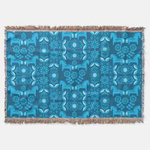 Blauw Dala Zweeds Paard Print Deken
