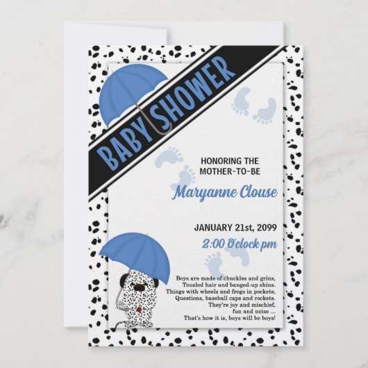 Blauw Dalmatiaans Baby shower Kaart (Voorkant)