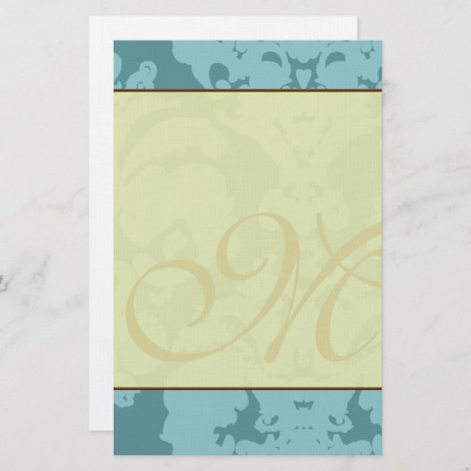 Blauw Damascus & Warm Briefpapier (Voorkant / Achterkant)