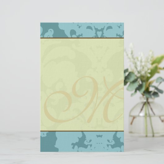 Blauw Damascus & Warm Briefpapier (Staand voorkant)