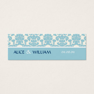 BLAUW DAMASK BRUILOFT GUNST TAG MINI VISITEKAARTJES