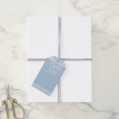 Blauw Damask Bruiloft Receptie Tafelnummer- Cadeaulabel (Met Touw)