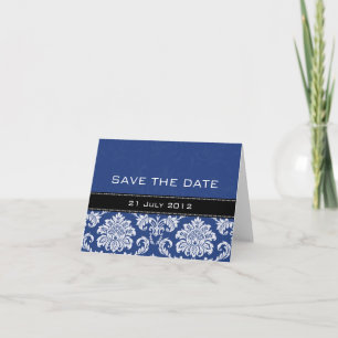 Blauw Damask Bruiloft Save The Date Aankondiging