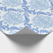 blauw Damask Cadeaupapier (Hoek)