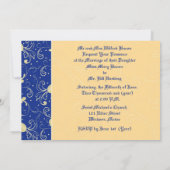Blauw, Damask, Cristian Cross, Wedding Invitation Kaart (Achterkant)