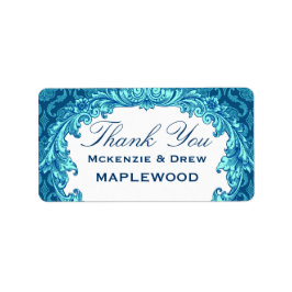 Blauw Damask Dank u Sticker B451