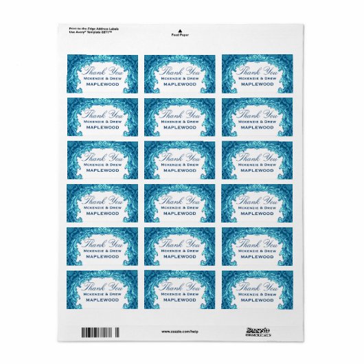Blauw Damask Dank u Sticker B451 (Full Sheet)