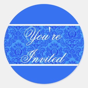 Blauw Damask Envelope Seal Ronde Sticker