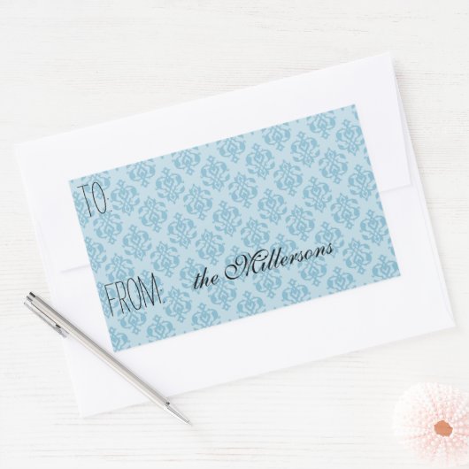  Blauw Damask Gift Label (Envelop)