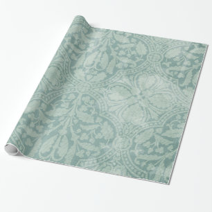 Blauw Damask Lace Print Stof Patte Wrapping Papier