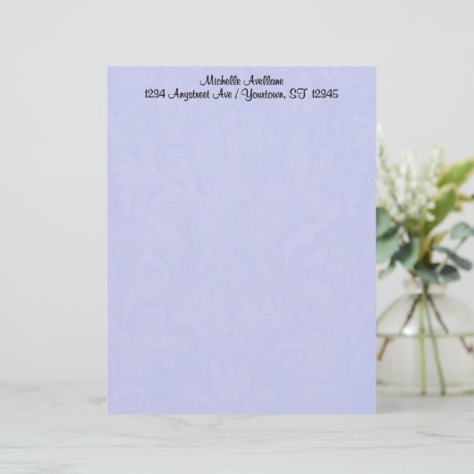 Blauw Damask Letterhead Briefhoofd (Staand voorkant)