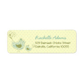 Blauw Damask Mama & Baby Jongen Vogels Chique Adre Etiket (Voorkant)