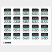 Blauw Damask Monogram Sla de Datum Stickers op (Vel)