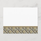 Blauw Damask op Grijze Huwelijksuitnodiging Uitnodiging Briefkaart (Achterkant)