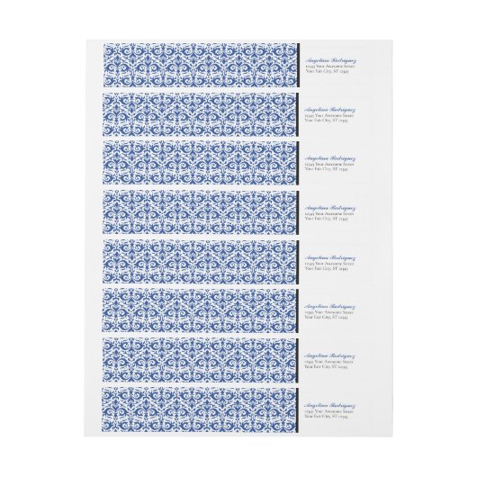 Blauw Damask Pattern Afstuderen (Vel)