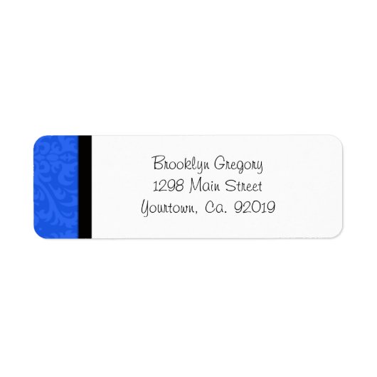 Blauw Damask Retouradreslabel Etiket (Voorkant)