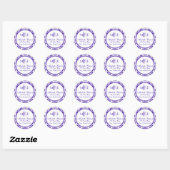 Blauw Damask Rond Terugkeeradresetiket Ronde Sticker (Vel)