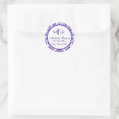 Blauw Damask Rond Terugkeeradresetiket Ronde Sticker (Tas)