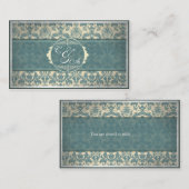  Blauw Damask Trouwplaats kaart Plaatskaartje (Voorkant / Achterkant)