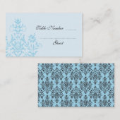 Blauw Damask Trouwtafel Plaats Kaarten Plaatskaartje (Voorkant / Achterkant)