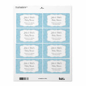 Blauw Damask Water Bottle Favor - pas het aan! Etiket (Full Sheet)