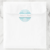 blauw Damask Wedding Stickers (Tas)