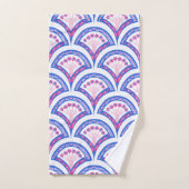 blauw damaspatroon bad handdoek (Handdoek)