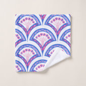 blauw damaspatroon bad handdoek (Wasdoekje)
