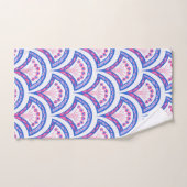 blauw damaspatroon bad handdoek (Handdoek)