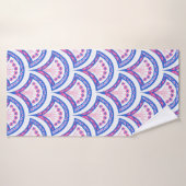 blauw damaspatroon badhanddoek (Badhanddoek)