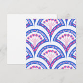 blauw damaspatroon bedankkaart (Voorkant / Achterkant)