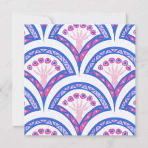 blauw damaspatroon bedankkaart